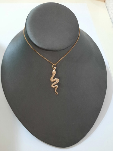 Collar De Chapa De Oro Con Dije De Serpiente