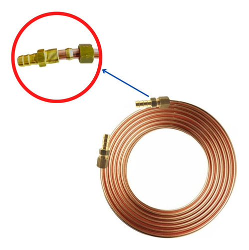 Kit Cano De Cobre 3/8 Gás De Cozinha 11 M+ Bico P/ Mangueira