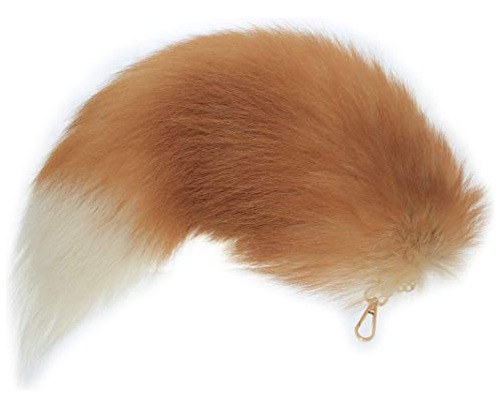 Fosrion Real Fox Tail Fur Hair Cat Bites Catching Hunting To