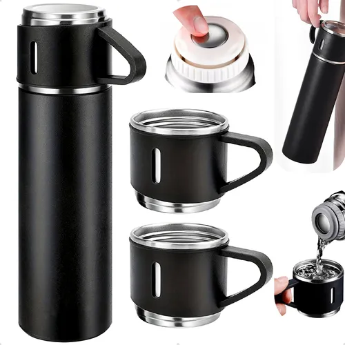 Garrafa Térmica Parede Dupla 500ml Antivazamento Aço Inox Com Kit...