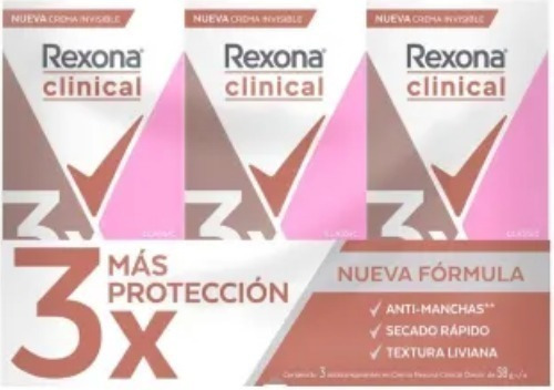 Antitranspirante en crema Rexona Clinical Crema pack de 3 u