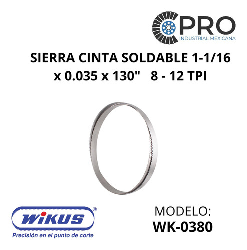 1 Sierra Cinta Soldable 1-1/16 X 0.035 X 130 8 -12 Tpi P