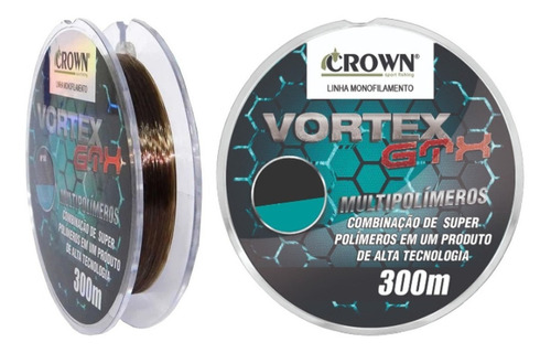 Linha Pesca Monofilamento Crown Vortex Gtx 300mt 0,46mm 45lb Cor Verde