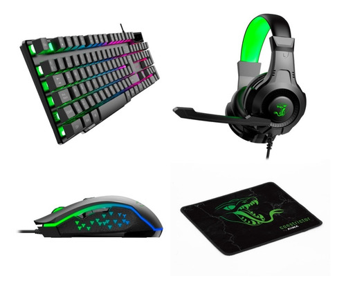 Imagen 2 de 5 de Combo Gamer Auricular Teclado Mouse Constrictor Grootslang