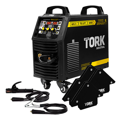 Inversor De Solda Mig Super Tork + 4 Esquadro Magnetico 12kg Cor Preto Frequência 60hz