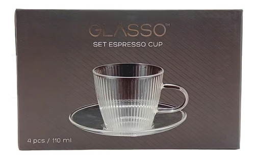 Set 4 Tazas C/plato Espresso Glasso