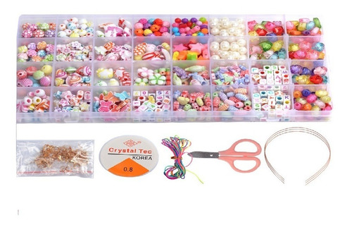 Imagen 1 de 3 de Set Mostacillas 30 Colores Pastel Cintillo, Collar, Bestoys