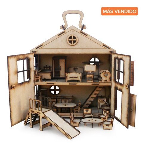 Casita Valija Fibrofacil Casa + 32 Muebles + Tobogan Oferta!