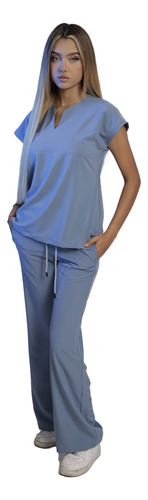 Uniforme Quirúrgico Meteora Cuello Mao Azul Acero Lisa M