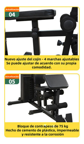 Gimnasio Multifuncional Uso Rudo Multiestacion Brazo Pierna Negro Naranja