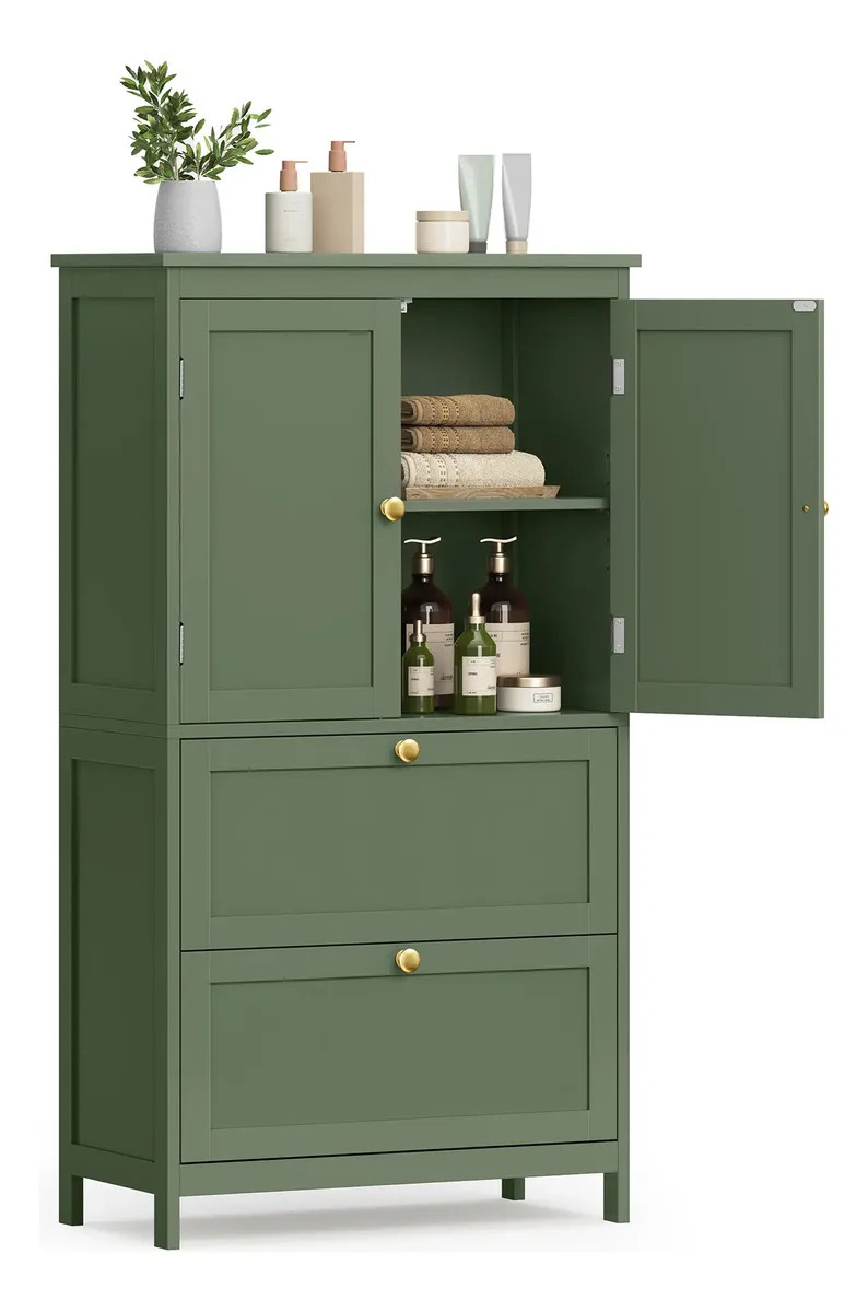 Armário para Banheiro, Armário de Cozinha Independente,30 x 60 x 110 cm, com 2 Portas e 2 Gavetas