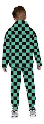Conjunto Pants Y Sudadera Cuadros Ajedrez Verdes Y Negros