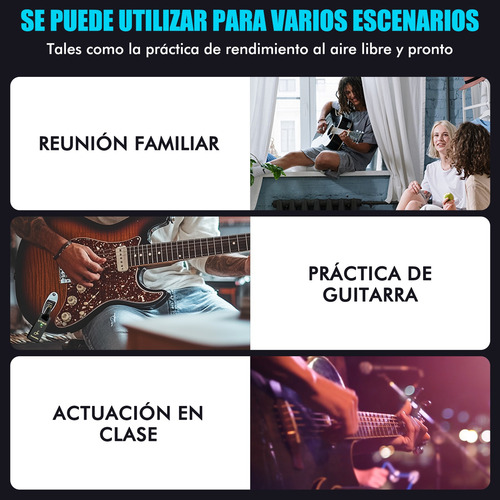 2.4g Inalámbrico Recargable Guitarra Transmisor Receptor Set