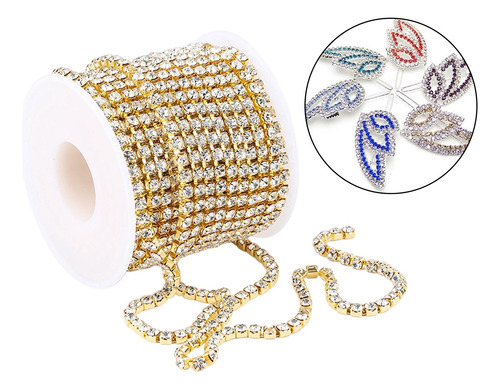 Vestido De Traje De Cadena De Diamantes De Imitación Dorado