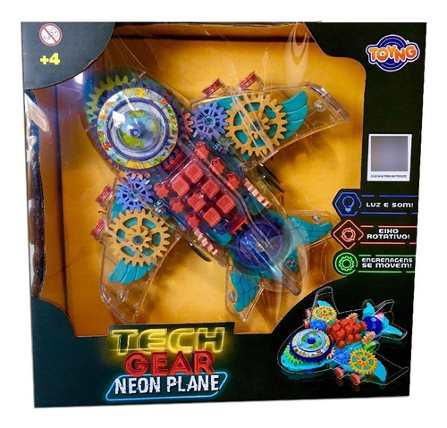 Aviao Neon Tech Gear Transparente Luz E Som Toyng 46804