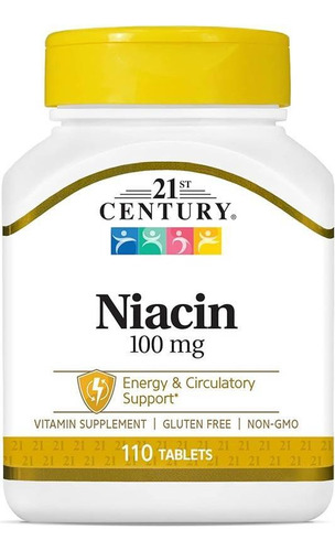 Niacina 100mg 110 Tabs Vitamina B3 - 21st Century