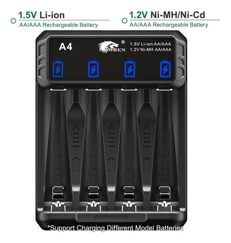 Cargador De Batería Aa Aaa De Litio Y Nimh Usb-c