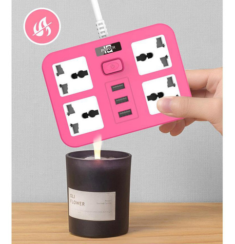 Regleta De Enchufes 3 Puertos Usb 1.8 Protección Contra