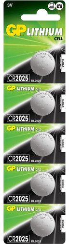 Pila botón Cr2025 GP Lithium blister por 5 unidades
