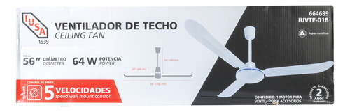 Ventilador De Techo Ius 3 Palas Color Blanco 127v