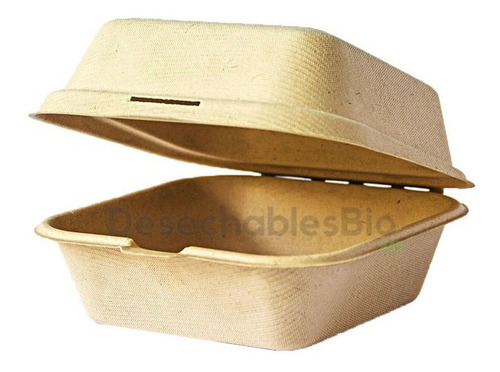 Imagen 2 de 6 de 50 Contenedores Almeja 6x6x3 Biodegradable Bagazo De Trigo
