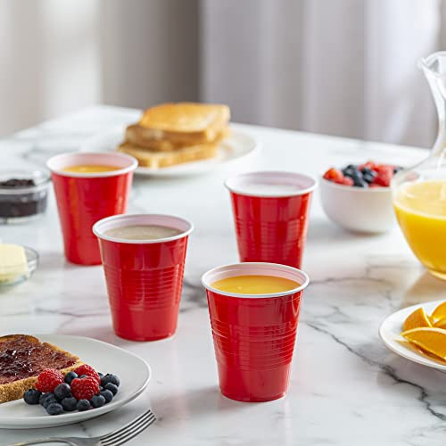 Disposable Party Plastic Cups Red Drinking Cups (12 Oz....