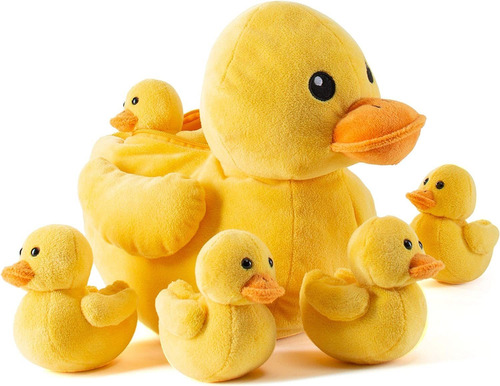 Prextex Carry Along Plush Ducky Con 5 Patitos De Peluche - J