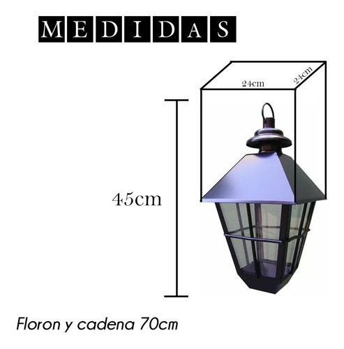 Imagen 3 de 6 de Lampara Farol Jardin Colgante 1 Luz Inoxidable 829