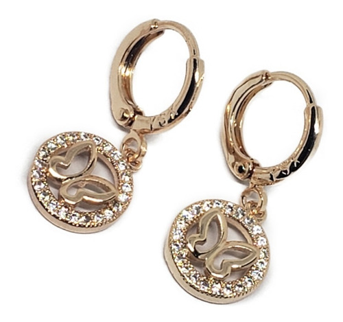 Aretes De Mariposa  Zirconias De Oro Laminado Huggies U65