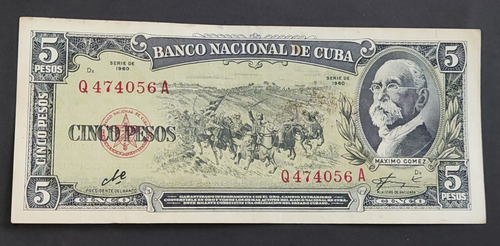 Billete De 5 Pesos Cuba 1960, Firma Del Che.