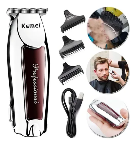 Máquina Acabamento Kemei KM-9163 Sem Fio Recargável Barba Cabelo