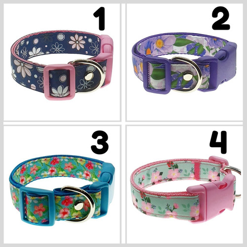 Collar Para Perros Grandes Y Pequeños Diseños Flores Y Hojas