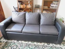 Comprar Sillon Simil Cuero, En Negro Y Gris Oscuro Los Almohadones