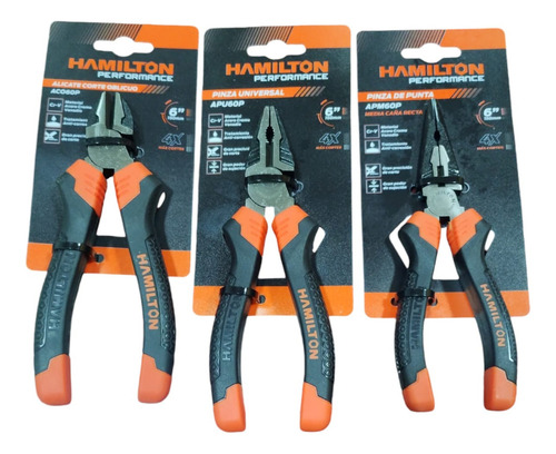 Set Pinzas Universal+alicate Oblicuo+pinza De Punta Hamilton