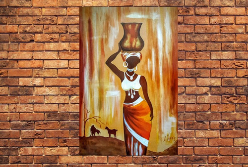 Cuadro 60x90cm Arte Africano Mujeres Pintura Arte M6