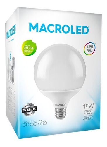 Lámpara Globo Led Opal Cálida / Fría Macroled 18w 