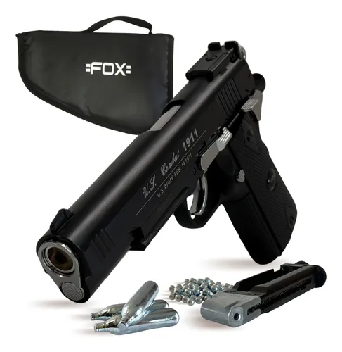 Pistola Fox Metal Slide Combat Colt 1911 Balines Funda 3c.