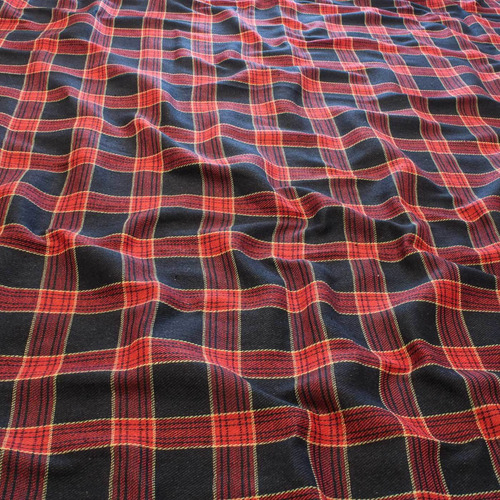Tecido Flanela Xadrez Estampada Azul Marinho Com Vermelho