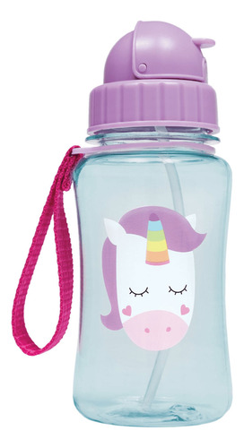 Garrafinha Plástico Com Canudo - 350 Ml - Animal Fun - Unicó