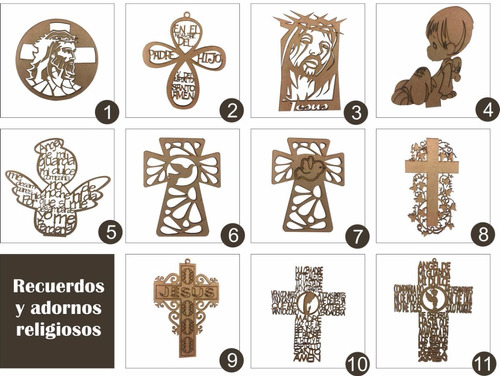 Cruces Rosarios Recuerdos Adornos  Religiosos Mdf 20cm 3mm