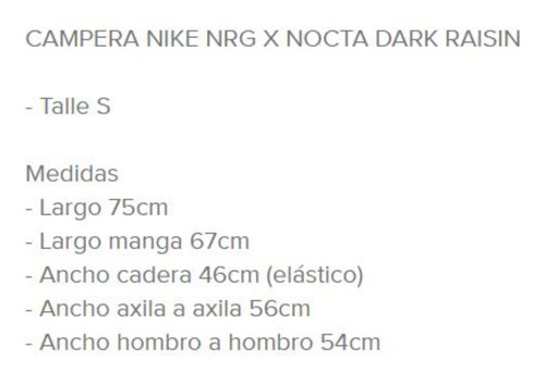 Campera Nike Nrg X Drake Nocta Dark Raisin (Usado)