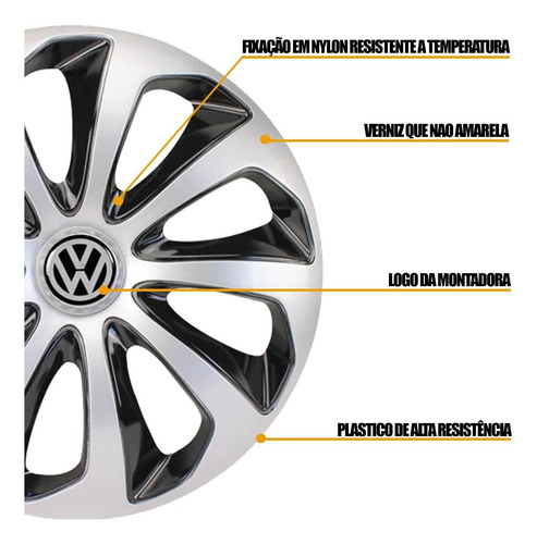 Imagem 2 de 5 de Jogo Calota Esportiva Aro 13 Velox Vw Gol G1 G2 G3 G4 G5 Up!