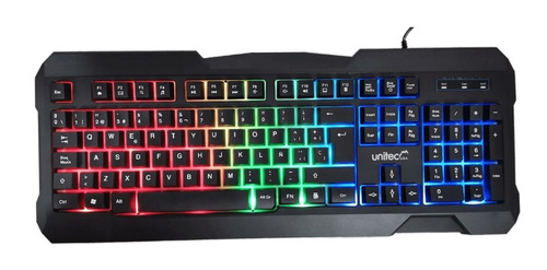 Teclado Gamer Unitec Retroiluminado Rgb Alambrico Portatil 