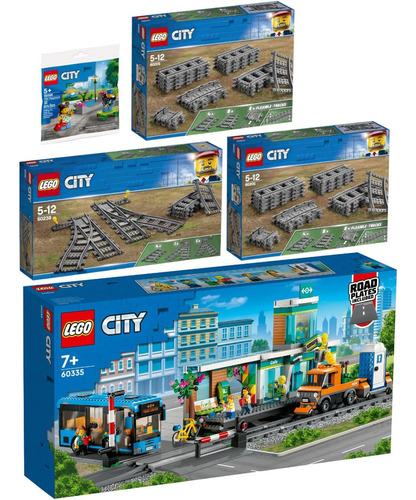 Lego City Set Of 5: 60335 Train Station, 60238 Turnouts
