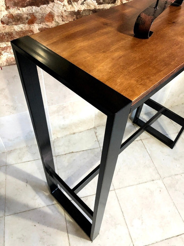 Imagen 4 de 4 de Barra Desayunador Industrial Hierro Madera 60/20 Isla 100x40