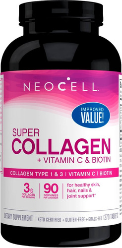 Super Colageno + Vit C + Biotina / 3gr / 270u Neocell Eeuu