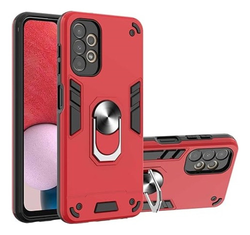 Funda Para Samsung A53 Con Anillo Metálico Rojo Antishock