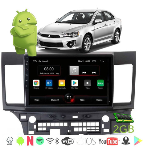 Imagem 1 de 9 de Kit Central Multimidia Lancer 10 Polegadas Android 6 S170