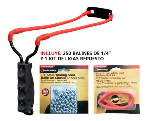 Combo Resortera Marksman Tradicional Mas Balines Y Repuesto