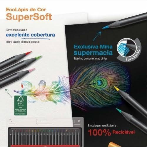 Lápis De Cor 50 Cores Neon + Pastel + Metálicas + Supersoft